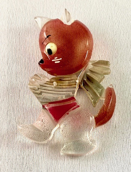 BP15 tinted lucite cat pin
